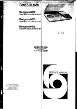 Bang and Olufsen Beogram 8002 service manual PDF